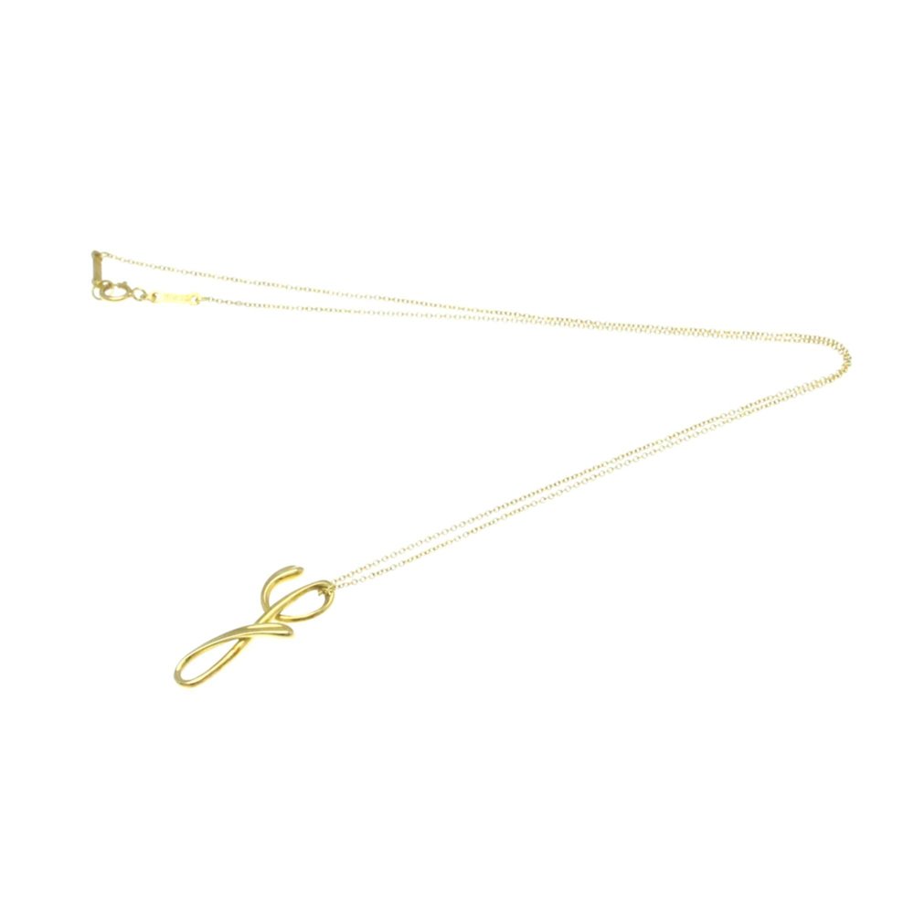 TIFFANY Yellow Gold Letter Necklace 18K Fashion Pendant (Gold) - Picture 16 of 16